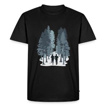 Courir, trail en forêt - T-shirt Premium bio Homme - noir - Devant - Nico (187cm)