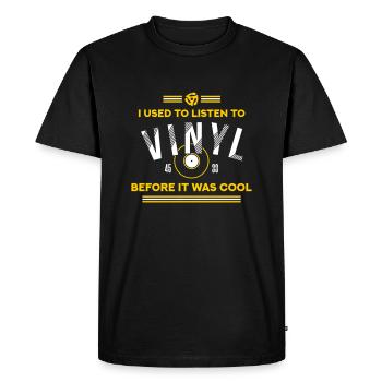 Des gens cool écoutent du vinyle - T-shirt Premium bio Homme - noir - Devant - Nico (187cm)