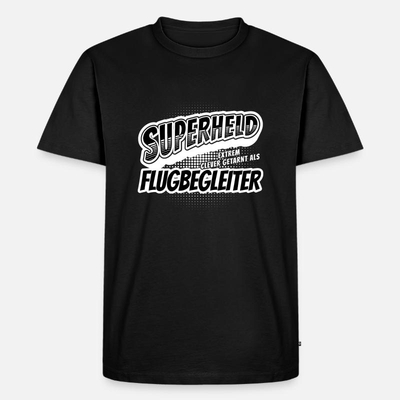Superheld, clever getarnt als Flugbegleiter - Männer Premium Bio T-Shirt - Schwarz