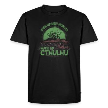 Wake Up Cthulhu Open Up New Worlds Read a Book - Men's Premium Organic T-Shirt - black - Front - Nico (187cm)
