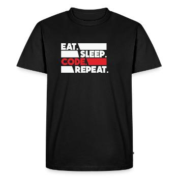 Eat Sleep Code Repeat Programmer Devloper - Men's Premium Organic T-Shirt - black - Front - Nico (187cm)