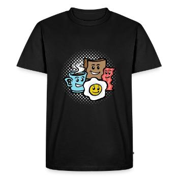Breakfast T-Shirt Gift For Coffee Lovers - Men's Premium Organic T-Shirt - black - Front - Nico (187cm)