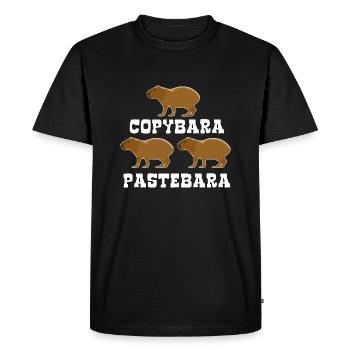 Copybara - Capybara Wortspiel - Copy Paste - Men's Premium Organic T-Shirt - black - Front - Nico (187cm)