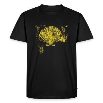 Chemin - Pétoncle - Pèlerinage - Santiago - T-shirt Premium bio Homme - noir - Devant - Nico (187cm)