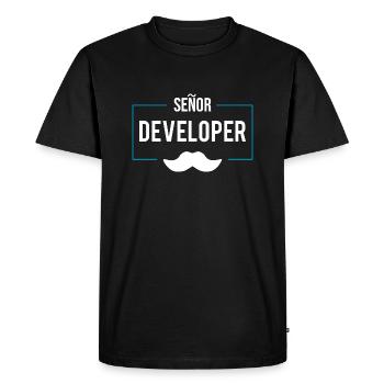 Chemise Senor Développeur Programmeur - T-shirt Premium bio Homme - noir - Devant - Nico (187cm)