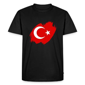 Drapeau de Turquie Utilisé Look Drapeau Turc Vintage - T-shirt Premium bio Homme - noir - Devant - Nico (187cm)