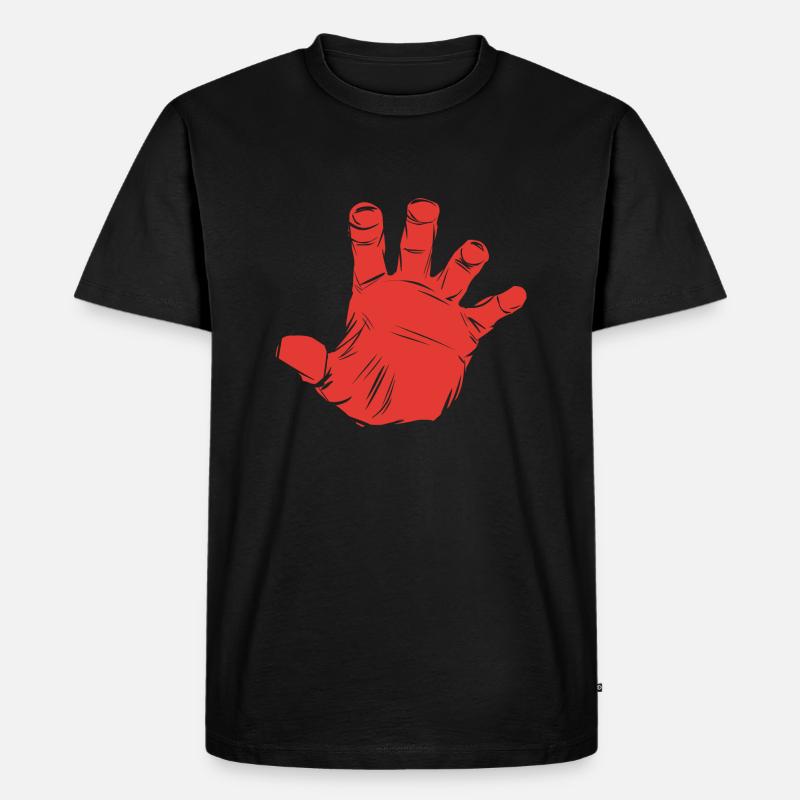 Hands off! Finger weg! Hand - Männer Premium Bio T-Shirt - Schwarz