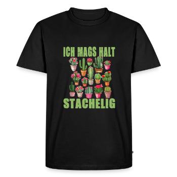 Ich mags halt stachelig - Männer Premium Bio T-Shirt - Schwarz - Vorne - Nico (187cm)