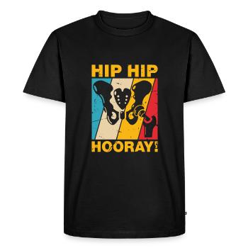 Hip Hip Hooray Hip Replacement Funny Physical Therapy - Men's Premium Organic T-Shirt - black - Front - Nico (187cm)