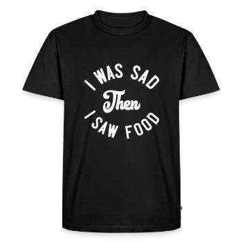 I was sad then I saw food - Men's Premium Organic T-Shirt - black - Front - Nico (187cm)