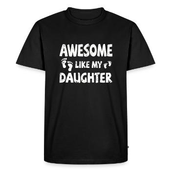 Génial comme ma fille avec des empreintes de pas - T-shirt Premium bio Homme - noir - Devant - Nico (187cm)