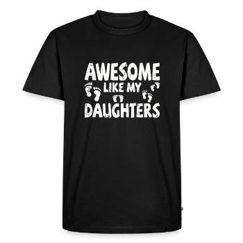 Génial comme mes 3 filles avec des empreintes de pas - T-shirt Premium bio Homme - noir - Devant - Nico (187cm)