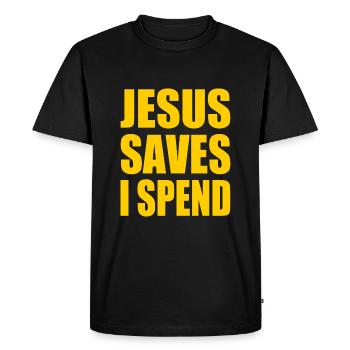 jesus saves i spend - T-shirt Premium bio Homme - noir - Devant - Nico (187cm)