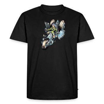 La fille à la machine bleue - T-shirt Premium bio Homme - noir - Devant - Nico (187cm)