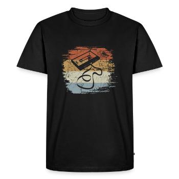 Cassette - Mixtape Audio Cassette Magnétique rétro - T-shirt Premium bio Homme - noir - Devant - Nico (187cm)