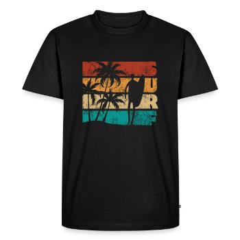 Surf - Vague - Surfeur - Cadeau - T-shirt Premium bio Homme - noir - Devant - Nico (187cm)