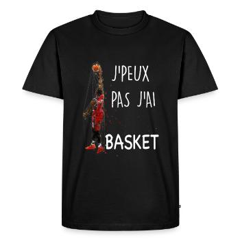 Basket Basketteur Citation Humour Homme et Enfant - T-shirt Premium bio Homme - noir - Devant - Nico (187cm)