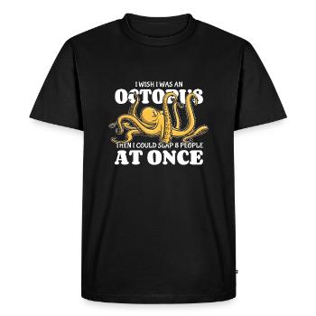 Octopus - 8 personnes frappant en même temps - disant - T-shirt Premium bio Homme - noir - Devant - Nico (187cm)
