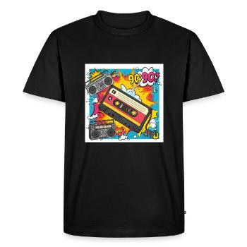90s vibes : cassette de bande dessinée au look rétro - T-shirt Premium bio Homme - noir - Devant - Nico (187cm)