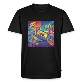90s vibes : cassette de bande dessinée au look rétro - T-shirt Premium bio Homme - noir - Devant - Nico (187cm)