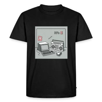 90s cult objects : Walkman, computer and Co. - Men's Premium Organic T-Shirt - black - Front - Nico (187cm)