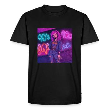 Ambiance des années 90 avec Walkman - T-shirt Premium bio Homme - noir - Devant - Nico (187cm)
