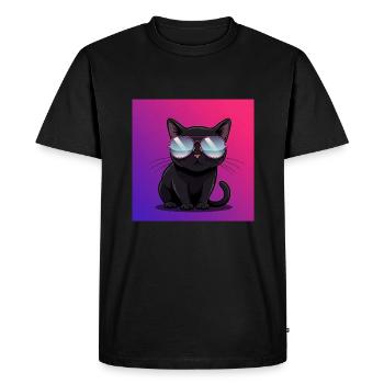 Chat cool avec des lunettes de soleil - T-shirt Premium bio Homme - noir - Devant - Nico (187cm)