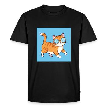 Chubby cat with sunglasses - Men's Premium Organic T-Shirt - black - Front - Nico (187cm)