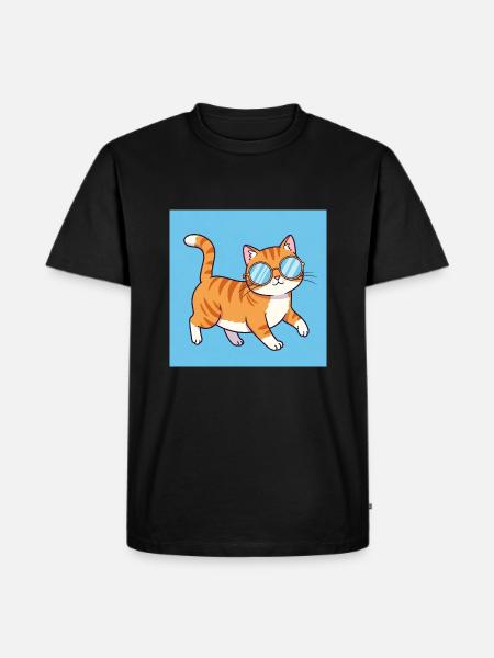 Chubby cat with sunglasses - Men's Premium Organic T-Shirt - black