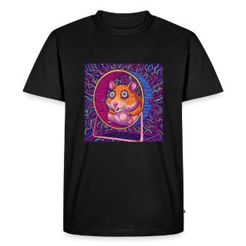 Funny Hamster in the Hamster Wheel - Comic Vibes - Men's Premium Organic T-Shirt - black - Front - Nico (187cm)