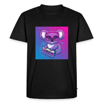 Funny Koala with Cassette - 80s Vibes - Men's Premium Organic T-Shirt - black - Front - Nico (187cm)
