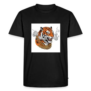 Tigre fumant avec chaîne en or - Comic Vibes - T-shirt Premium bio Homme - noir - Devant - Nico (187cm)