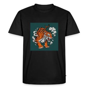 Tigre dangereux - Ambiance BD - T-shirt Premium bio Homme - noir - Devant - Nico (187cm)