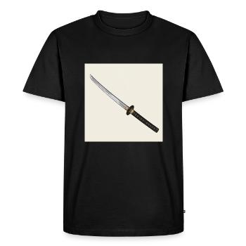 Samurai Sword: A Masterpiece of Blacksmithing - Men's Premium Organic T-Shirt - black - Front - Nico (187cm)