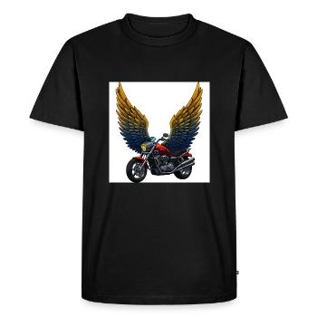 Moto futuriste avec ailes - T-shirt Premium bio Homme - noir - Devant - Nico (187cm)