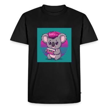 Cute Koala with Cassette - 80s Vibes - Men's Premium Organic T-Shirt - black - Front - Nico (187cm)