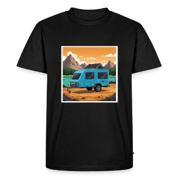 Camping in the mountains, nature, freedom - Men's Premium Organic T-Shirt - black - Front - Nico (187cm)