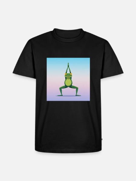 Der Yoga Frosch - Männer Premium Bio T-Shirt - Schwarz