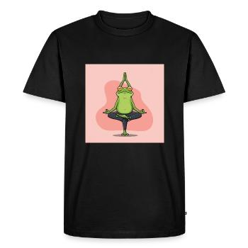 The Yoga Frog: Relaxation and Balance - Men's Premium Organic T-Shirt - black - Front - Nico (187cm)