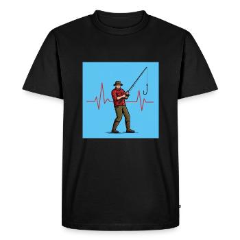 Un pêcheur qui a le cœur : la passion de la pêche - T-shirt Premium bio Homme - noir - Devant - Nico (187cm)
