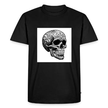 Crâne : symbole de mort et de rébellion - T-shirt Premium bio Homme - noir - Devant - Nico (187cm)