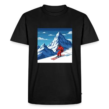 Plaisir sur les pistes : skier dans les plus belles montagnes - T-shirt Premium bio Homme - noir - Devant - Nico (187cm)