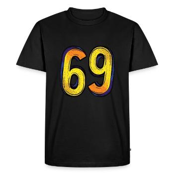 69 Number Comic - Men's Premium Organic T-Shirt - black - Front - Nico (187cm)