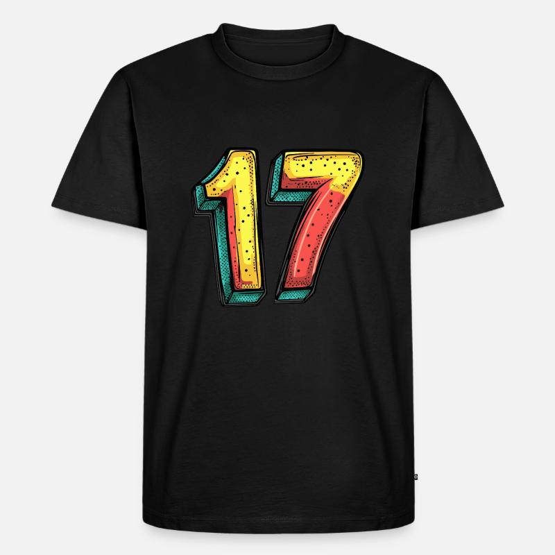 17 Zahl Comic - Männer Premium Bio T-Shirt - Schwarz