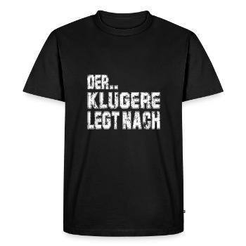 Der Klügere legt nach, Tekkno Shirt - Männer Premium Bio T-Shirt - Schwarz - Vorne - Nico (187cm)