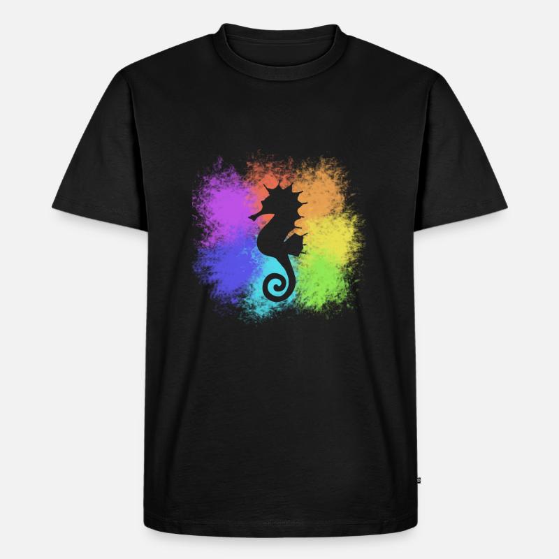 Seepferdchen bunt - Männer Premium Bio T-Shirt - Schwarz