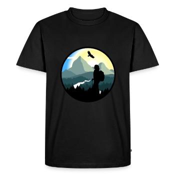 Montagnes, randonnée, nature sauvage - femme - T-shirt Premium bio Homme - noir - Devant - Nico (187cm)