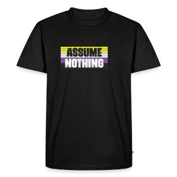 LBGT Flag Gay Pride Human Assume Nothing - Men's Premium Organic T-Shirt - black - Front - Nico (187cm)