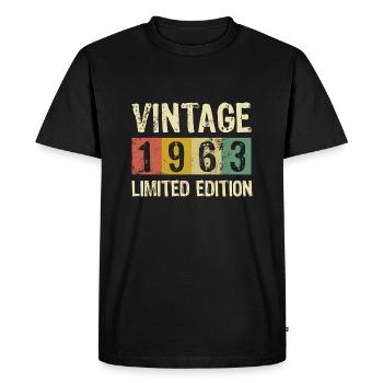 Millésime 1963 - Edition Limitée Anniversaire - T-shirt Premium bio Homme - noir - Devant - Nico (187cm)