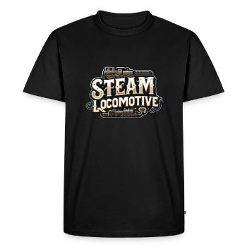 Steam locomotive steam engine nostalgic railway - Men's Premium Organic T-Shirt - black - Front - Nico (187cm)